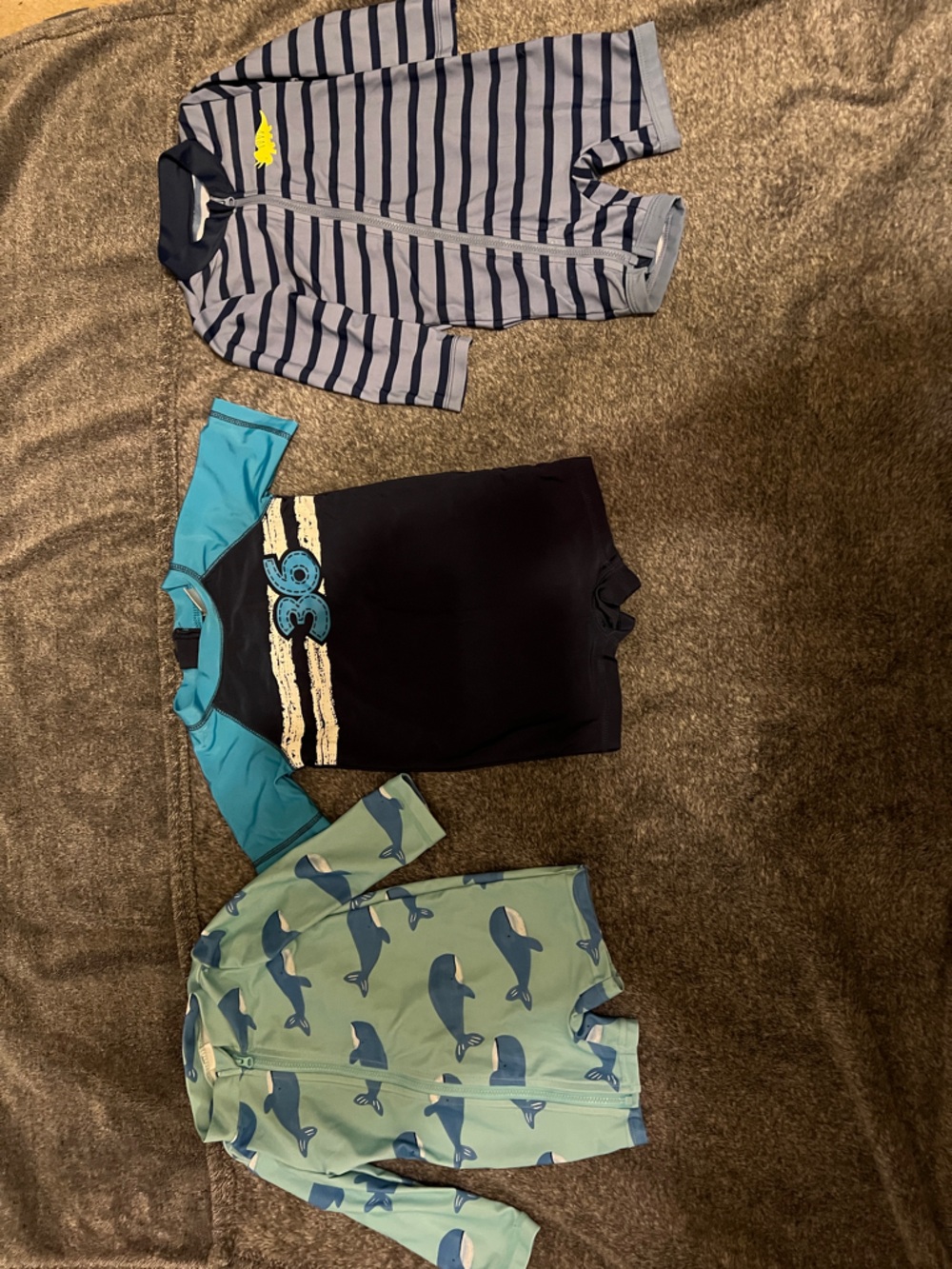 Kids Blue Stripe and Whale Print Swim - Brand Unspecified